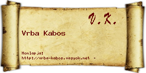 Vrba Kabos névjegykártya